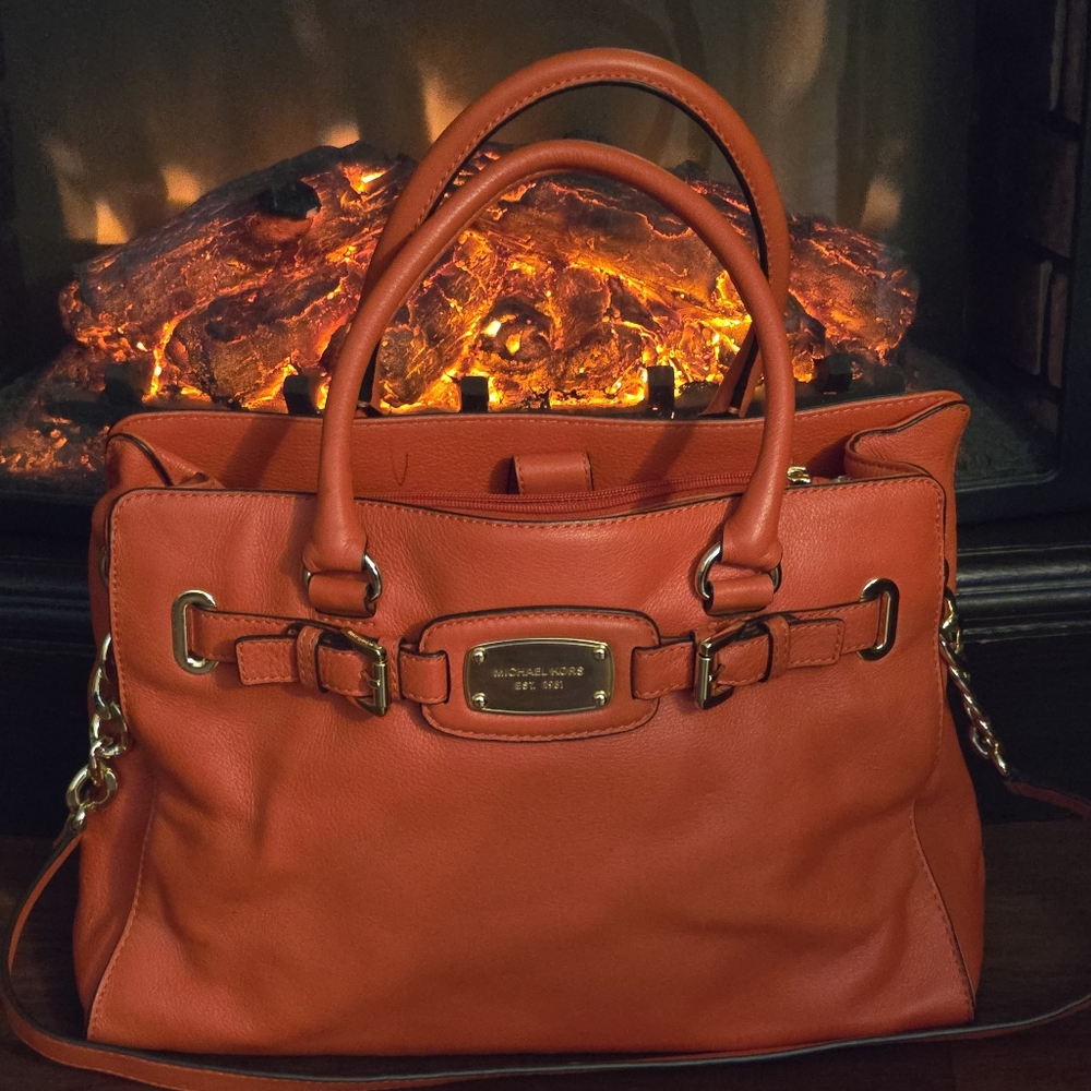 Michael Kors Orange Leather Tote Bag